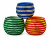 A set of three ceramic planters in shades green, blue and orange