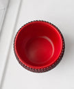A shot of the opening diameter of Crimson Kiss red plant pot. 