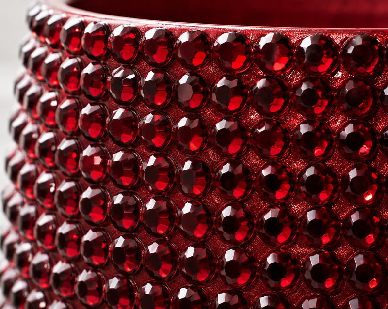 A close-up shot showing the crystal detailing texture of Crimson Kiss plant pot. 