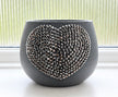 Grey Gatsby charcoal grey indoor plant pot with sparkling silver crystal heart