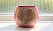 Tickled Pink blush pink indoor plant pot with sparkling light gold crystal heart